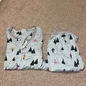 Kate Spade Blue Pajama Set with Skier Print